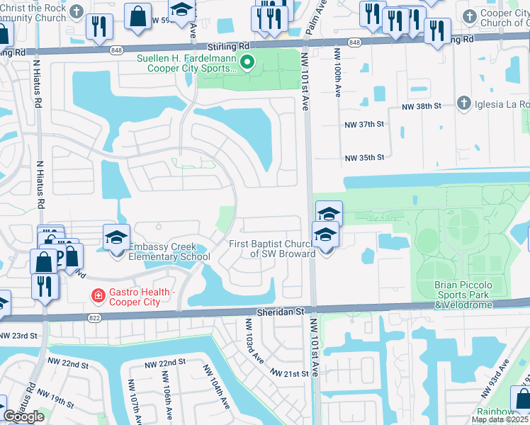 map of restaurants, bars, coffee shops, grocery stores, and more near 10311 Quito Street in Hollywood