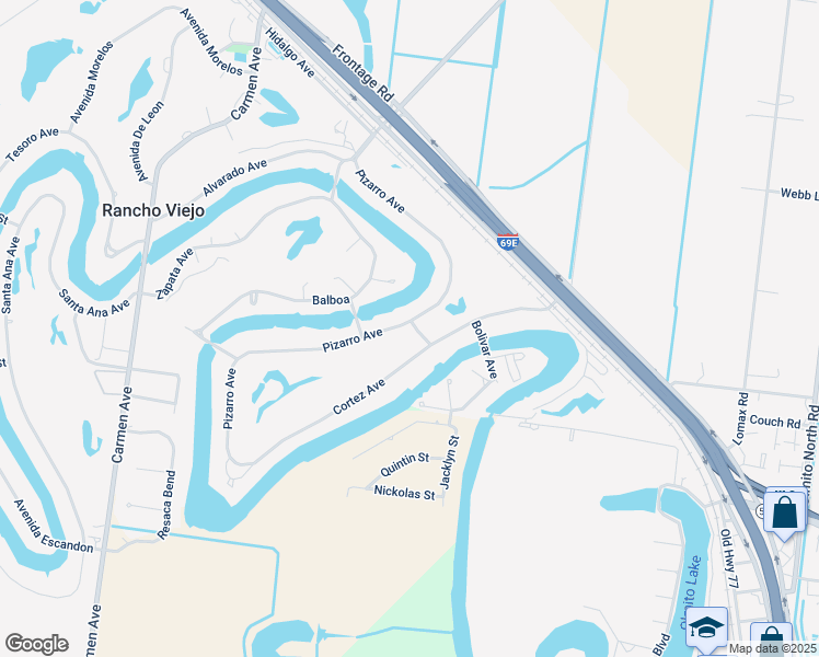 map of restaurants, bars, coffee shops, grocery stores, and more near 52 Pizarro Avenue in Rancho Viejo