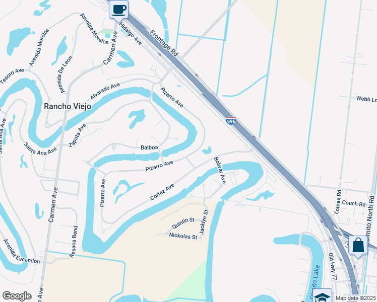 map of restaurants, bars, coffee shops, grocery stores, and more near 52 Pizarro Avenue in Rancho Viejo