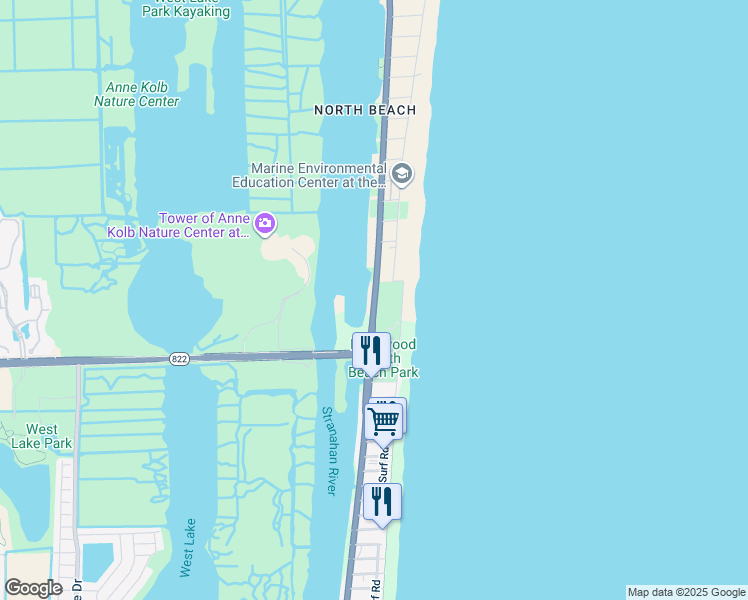 map of restaurants, bars, coffee shops, grocery stores, and more near 4001 North Ocean Drive in Hollywood