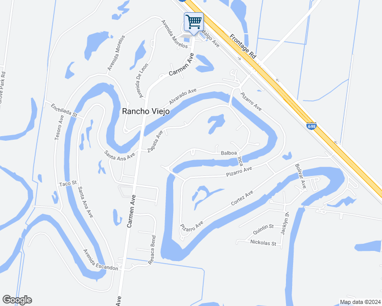 map of restaurants, bars, coffee shops, grocery stores, and more near 800 Balboa Avenue in Rancho Viejo