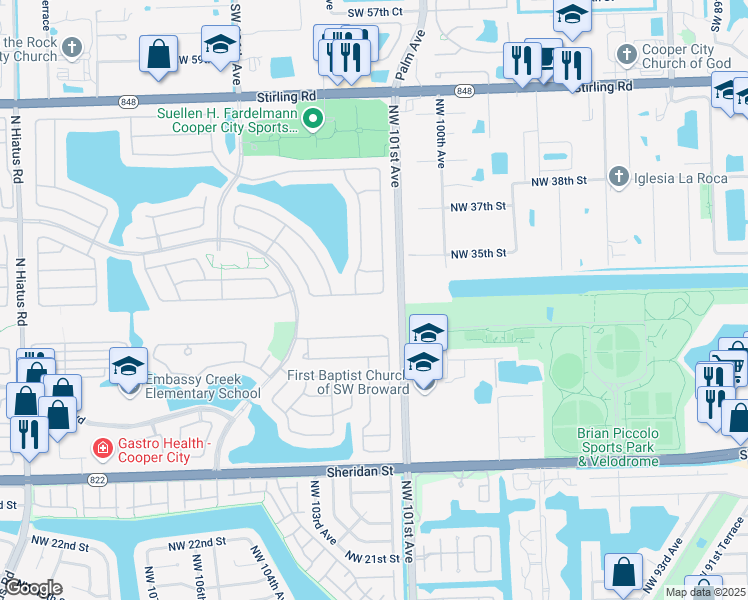 map of restaurants, bars, coffee shops, grocery stores, and more near 3317 Barbados Avenue in Hollywood
