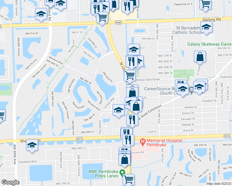 map of restaurants, bars, coffee shops, grocery stores, and more near 3000 Solano Avenue in Hollywood