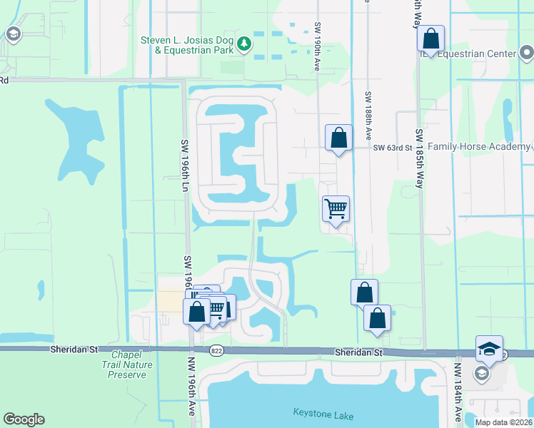map of restaurants, bars, coffee shops, grocery stores, and more near 19122 Southwest 65th Street in Fort Lauderdale