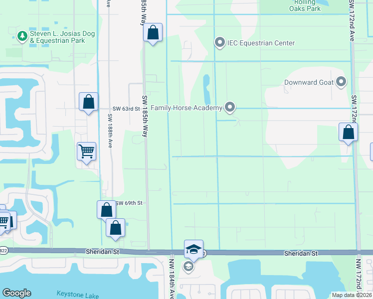 map of restaurants, bars, coffee shops, grocery stores, and more near 6511 Southwest 183rd Way in Southwest Ranches