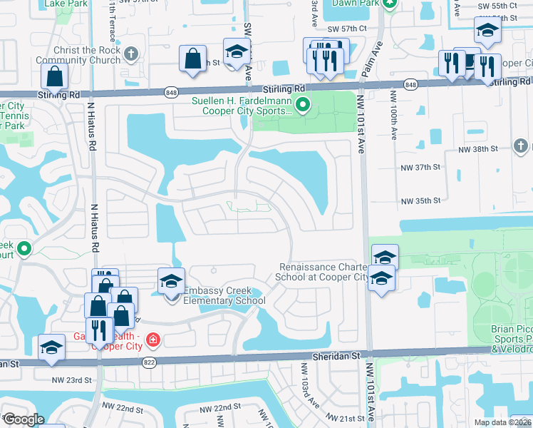 map of restaurants, bars, coffee shops, grocery stores, and more near 10527 Zurich Street in Hollywood