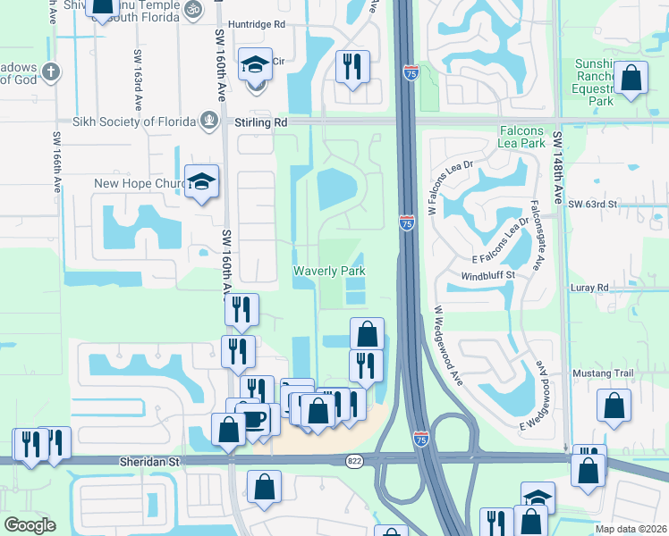 map of restaurants, bars, coffee shops, grocery stores, and more near 6625 Hawkes Bluff Avenue in Davie