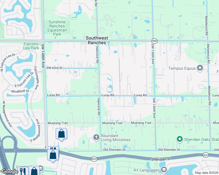 map of restaurants, bars, coffee shops, grocery stores, and more near 14101 Luray Road in Southwest Ranches