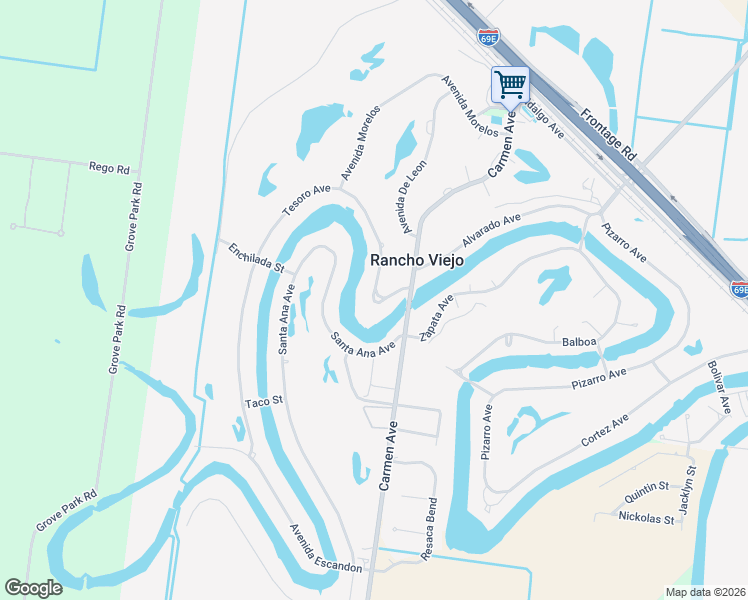 map of restaurants, bars, coffee shops, grocery stores, and more near 189 Tesoro Avenue in Rancho Viejo