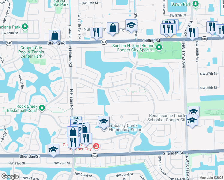 map of restaurants, bars, coffee shops, grocery stores, and more near 10880 Santa Fe Drive in Hollywood