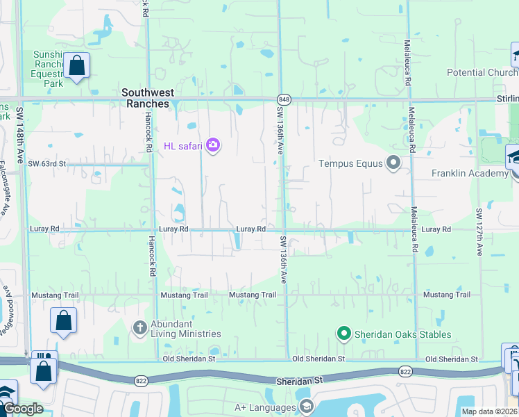 map of restaurants, bars, coffee shops, grocery stores, and more near 6451 Rodeo Drive in Southwest Ranches