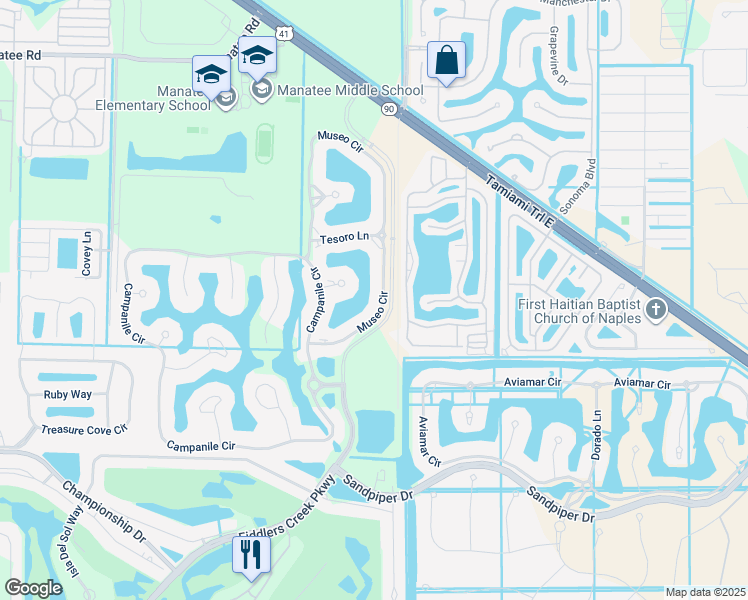 map of restaurants, bars, coffee shops, grocery stores, and more near 9221 Museo Circle in Naples