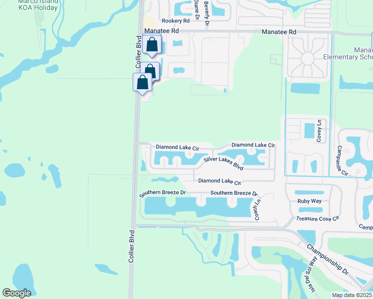 map of restaurants, bars, coffee shops, grocery stores, and more near 1103 Diamond Lake Circle in Naples