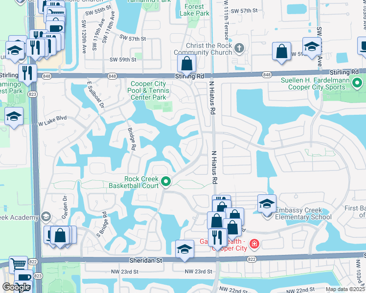 map of restaurants, bars, coffee shops, grocery stores, and more near 3375 South Point Drive in Hollywood
