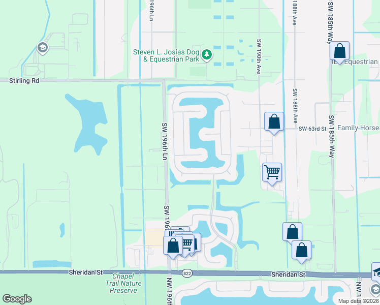 map of restaurants, bars, coffee shops, grocery stores, and more near 19389 Southwest 64th Street in Fort Lauderdale
