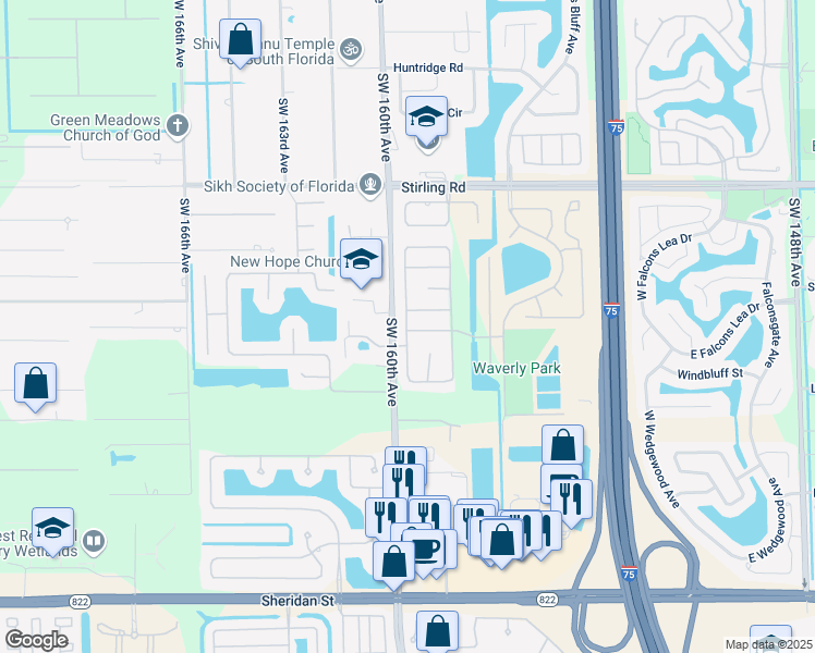 map of restaurants, bars, coffee shops, grocery stores, and more near 6431 Sedgewyck Circle East in Davie