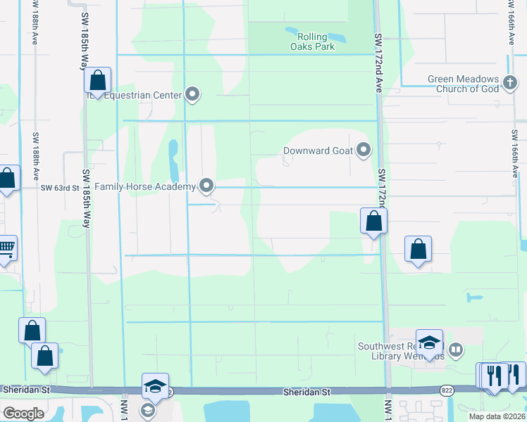 map of restaurants, bars, coffee shops, grocery stores, and more near 17701 Greenbriar Manor in Southwest Ranches
