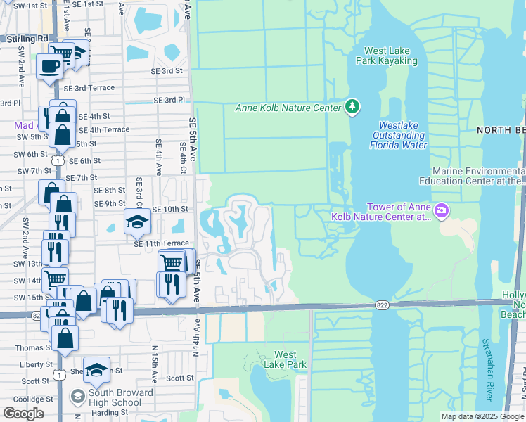 map of restaurants, bars, coffee shops, grocery stores, and more near 700 Southeast 9th Street in Dania Beach