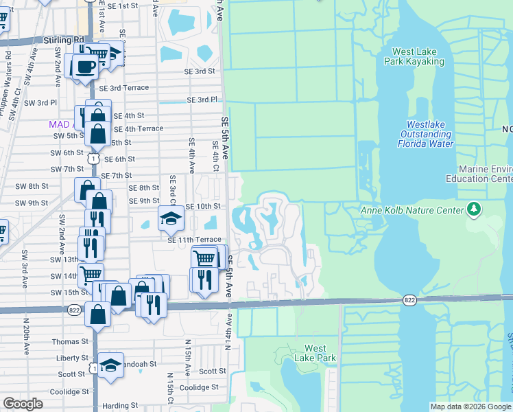 map of restaurants, bars, coffee shops, grocery stores, and more near 1063 Southeast 6th Avenue in Dania Beach