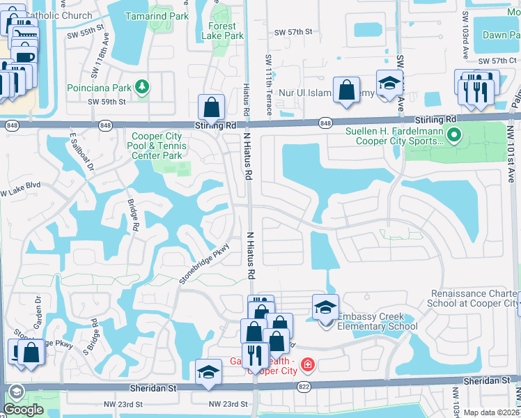 map of restaurants, bars, coffee shops, grocery stores, and more near 11160 Minneapolis Drive in Hollywood