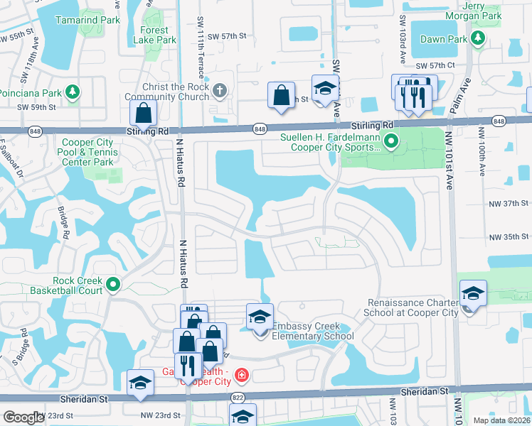 map of restaurants, bars, coffee shops, grocery stores, and more near 10891 Denver Drive in Hollywood