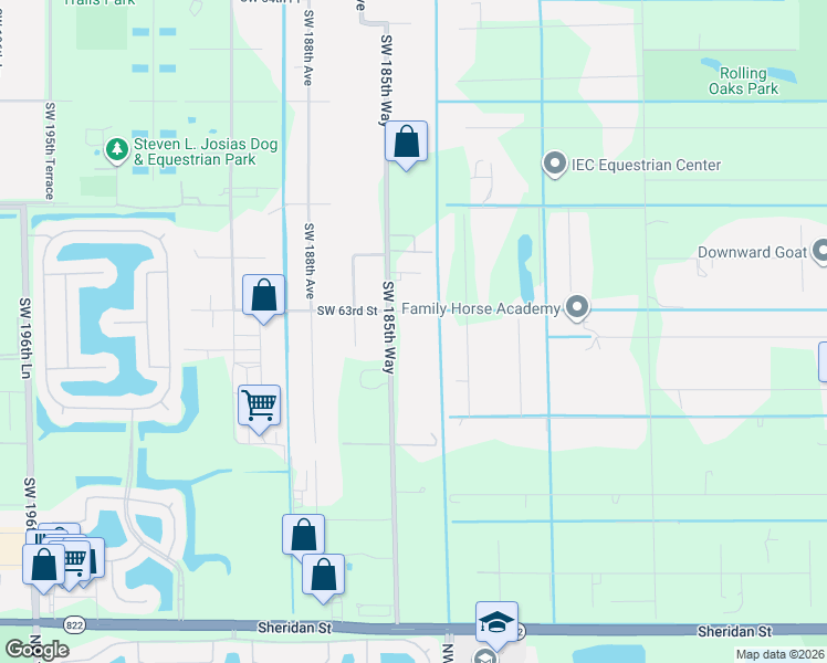 map of restaurants, bars, coffee shops, grocery stores, and more near 6402 Southwest 185th Way in Southwest Ranches