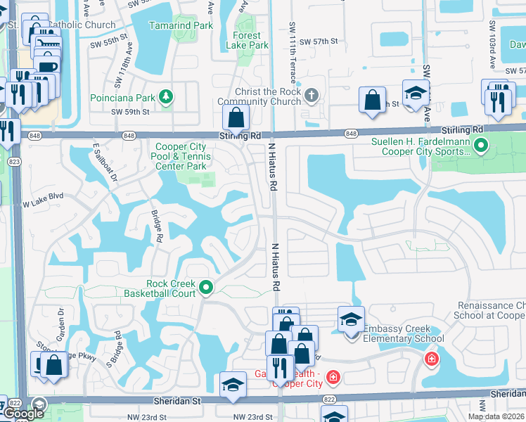 map of restaurants, bars, coffee shops, grocery stores, and more near 11270 Tradewind Way in Hollywood