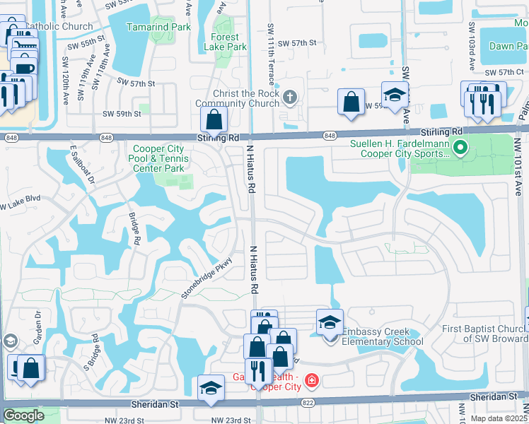 map of restaurants, bars, coffee shops, grocery stores, and more near 11160 Minneapolis Drive in Hollywood