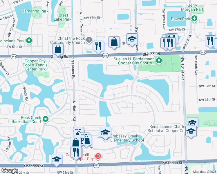 map of restaurants, bars, coffee shops, grocery stores, and more near 10891 Denver Drive in Hollywood