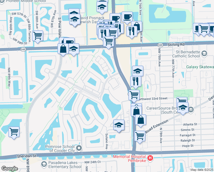 map of restaurants, bars, coffee shops, grocery stores, and more near 3964 Northwest 82nd Drive in Hollywood