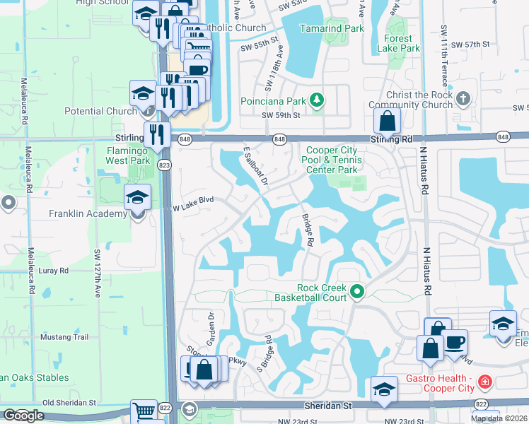 map of restaurants, bars, coffee shops, grocery stores, and more near 3707 Beach Way in Hollywood