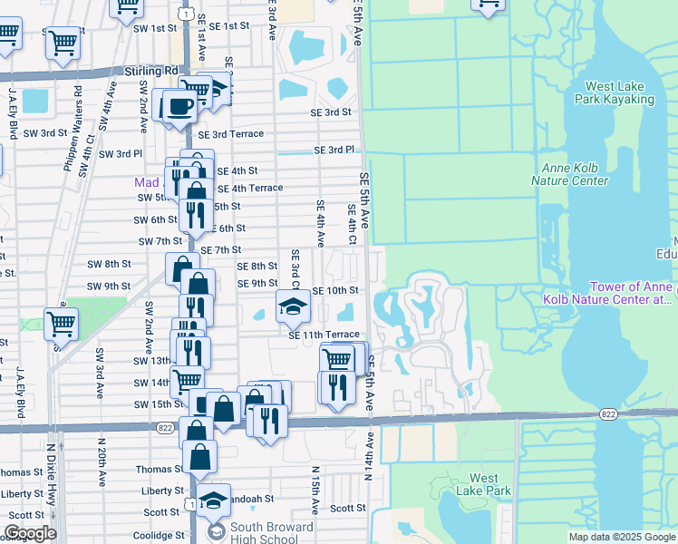 map of restaurants, bars, coffee shops, grocery stores, and more near 811 Southeast 4th Avenue in Dania Beach