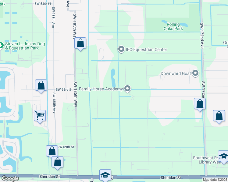 map of restaurants, bars, coffee shops, grocery stores, and more near 6300 Southwest 181st Lane in Southwest Ranches
