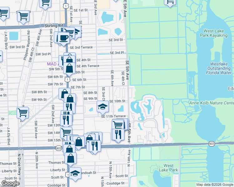 map of restaurants, bars, coffee shops, grocery stores, and more near 811 Southeast 4th Avenue in Dania Beach