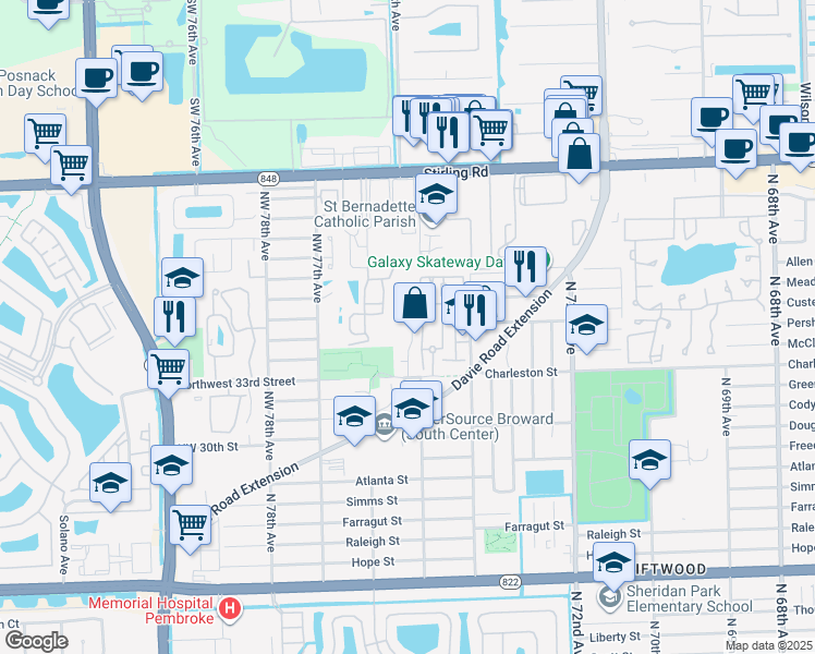 map of restaurants, bars, coffee shops, grocery stores, and more near 3326 El Jardin Drive in Hollywood