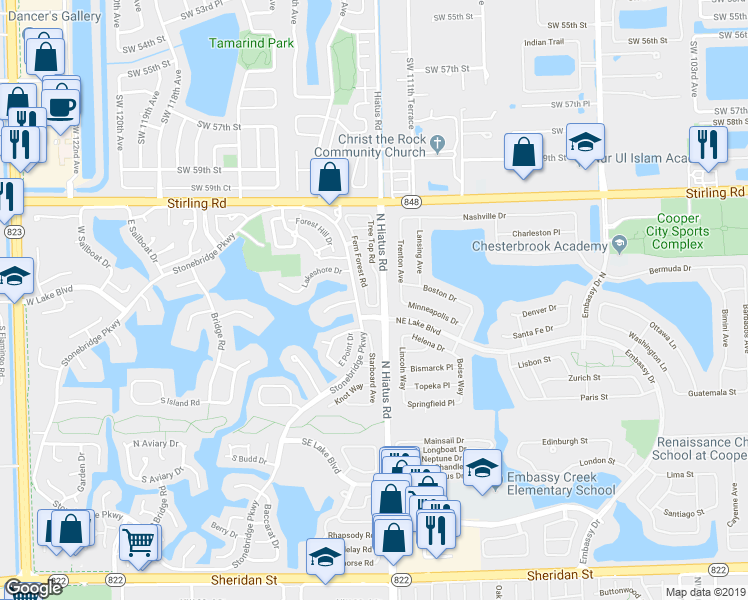 map of restaurants, bars, coffee shops, grocery stores, and more near 11270 Tradewind Way in Hollywood