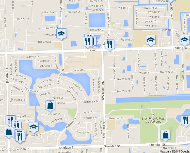 map of restaurants, bars, coffee shops, grocery stores, and more near 3794 Bimini Avenue in Hollywood