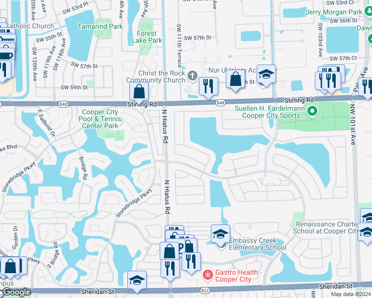 map of restaurants, bars, coffee shops, grocery stores, and more near 11092 Boston Drive in Hollywood