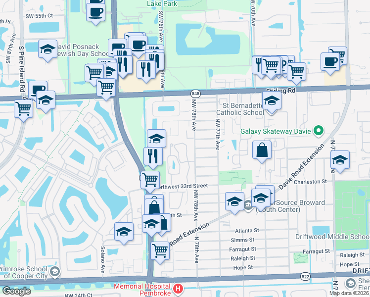 map of restaurants, bars, coffee shops, grocery stores, and more near 1 Gateland Vil in Hollywood