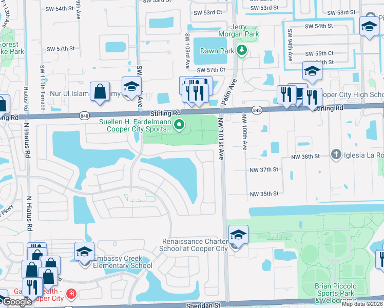 map of restaurants, bars, coffee shops, grocery stores, and more near 10284 Bermuda Drive in Hollywood