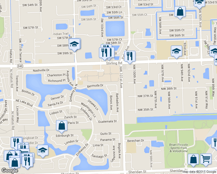 map of restaurants, bars, coffee shops, grocery stores, and more near 10284 Bermuda Dr in Hollywood