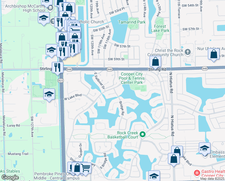 map of restaurants, bars, coffee shops, grocery stores, and more near 3802 Bridge Road in Hollywood