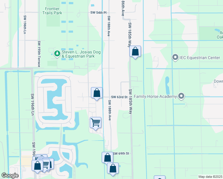 map of restaurants, bars, coffee shops, grocery stores, and more near 6230 Southwest 188th Avenue in Southwest Ranches