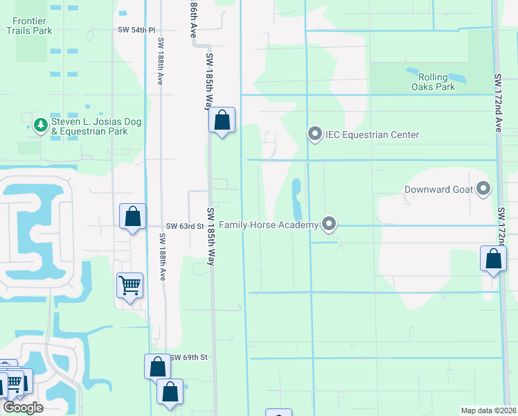 map of restaurants, bars, coffee shops, grocery stores, and more near 6200 Southwest 183rd Way in Southwest Ranches