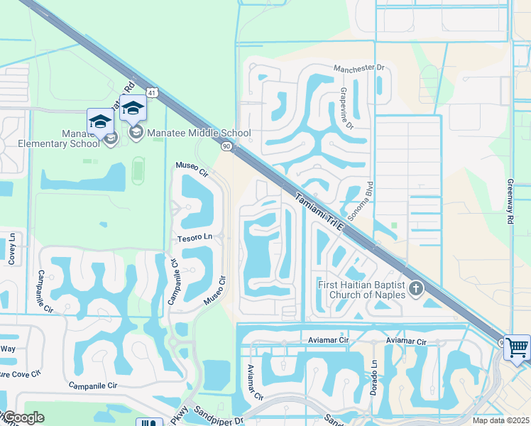 map of restaurants, bars, coffee shops, grocery stores, and more near 562 Cattleya Refuge in Naples
