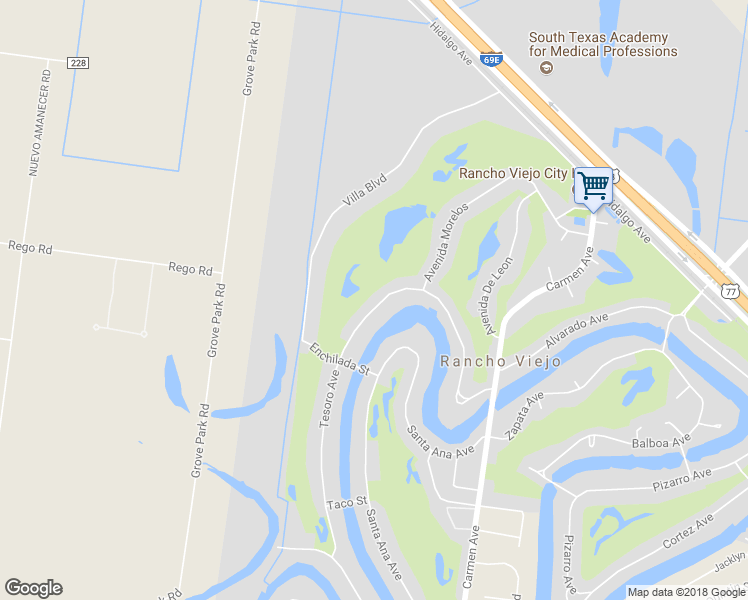 map of restaurants, bars, coffee shops, grocery stores, and more near 805 Tesoro Avenue in Olmito