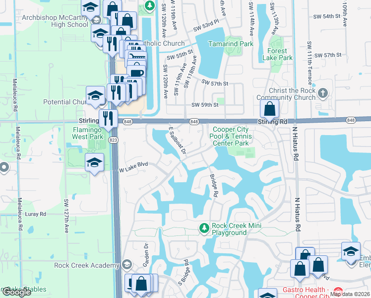 map of restaurants, bars, coffee shops, grocery stores, and more near 3904 East Sailboat Drive in Hollywood