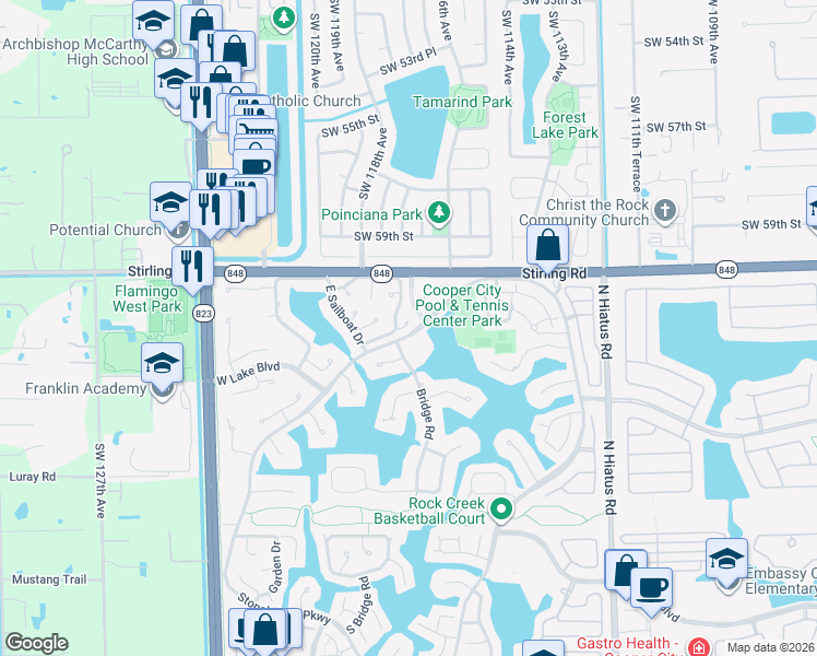 map of restaurants, bars, coffee shops, grocery stores, and more near 3802 Bridge Road in Hollywood