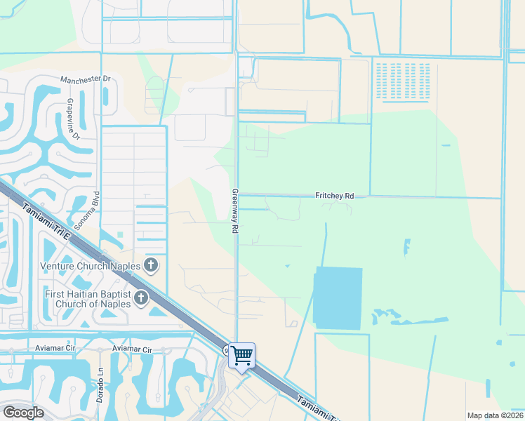 map of restaurants, bars, coffee shops, grocery stores, and more near 14600 Fritchey Road in Naples