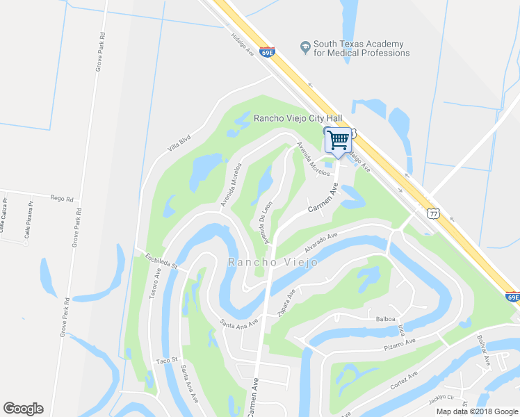 map of restaurants, bars, coffee shops, grocery stores, and more near 719 Avenida De Leon in Olmito